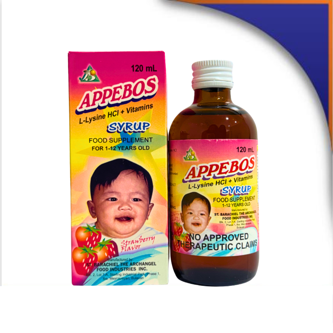 GE001875 APPEBOS MULTIVITAMINS + B CPLX + LYSINE SYRUP - 120 ML - Image 1