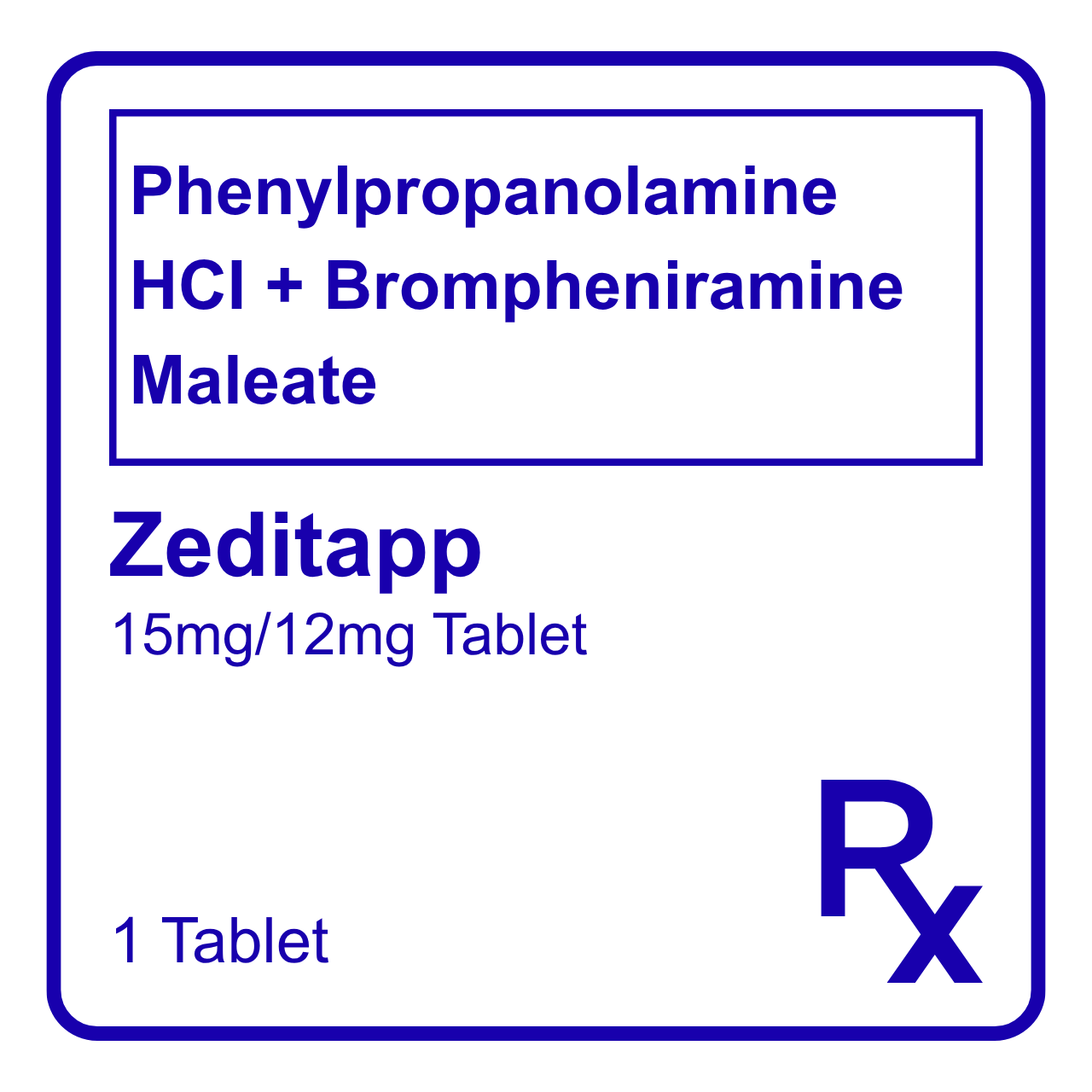 GE004408 ZEDITAPP PHENYLPROPANOLAMINE + BROMPHENIRAMINE TABLET - Image 1