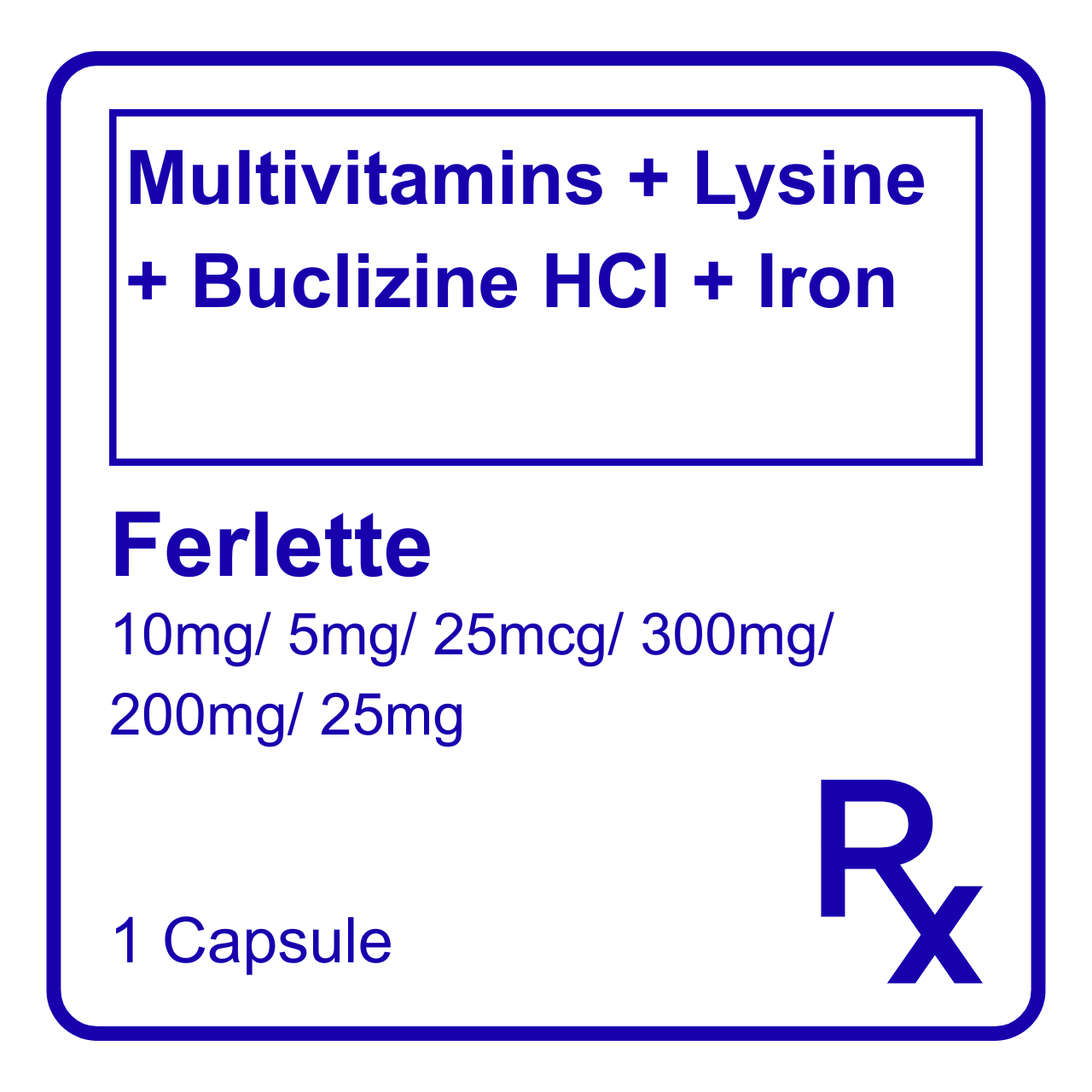 GE004491 FERLETTE MULTIVITAMINS + L-LYSINE + BUCLIZINE HCI + IRON CAPSULES - Image 1