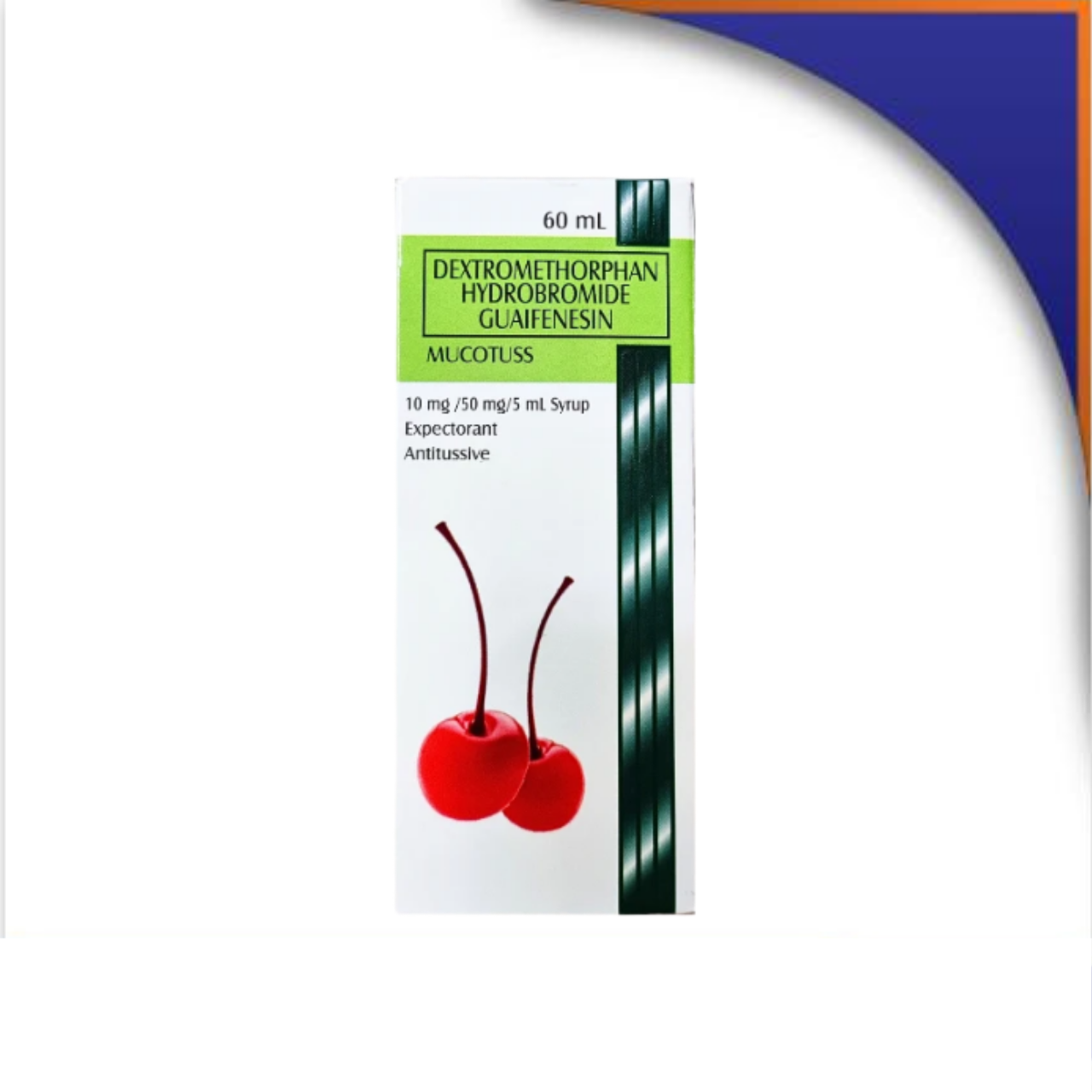 GE006825-1.png MUCOTUSS DEXTROMETHORPHAN HYDROBROMIDE GUAIFNSN SYRUP - 60ML - Image 1