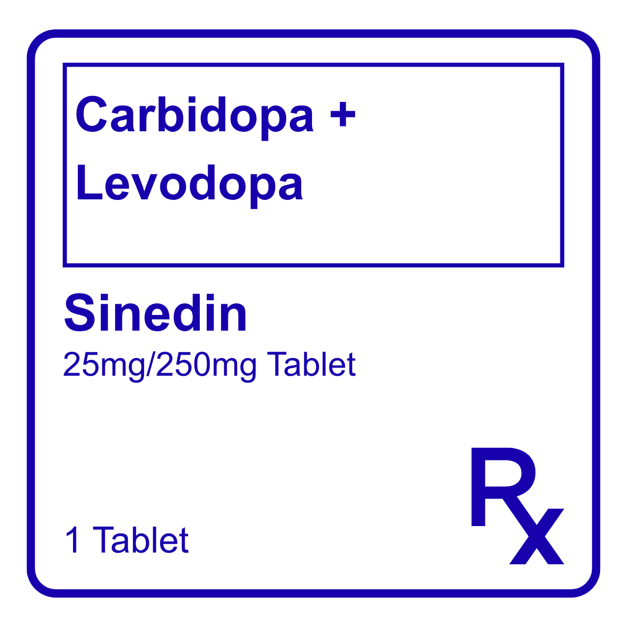 GE007118 SINEDIN CARBIDOPA + LEVODOPA TABLET - 25MG/250 MG - Image 1