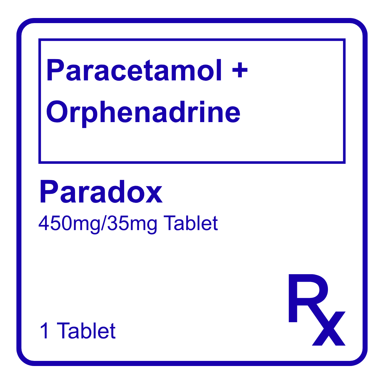 GE009211 PARADOX PARACETAMOL + ORPHENADRINE TABLET - 450MG/35MG - Image 1