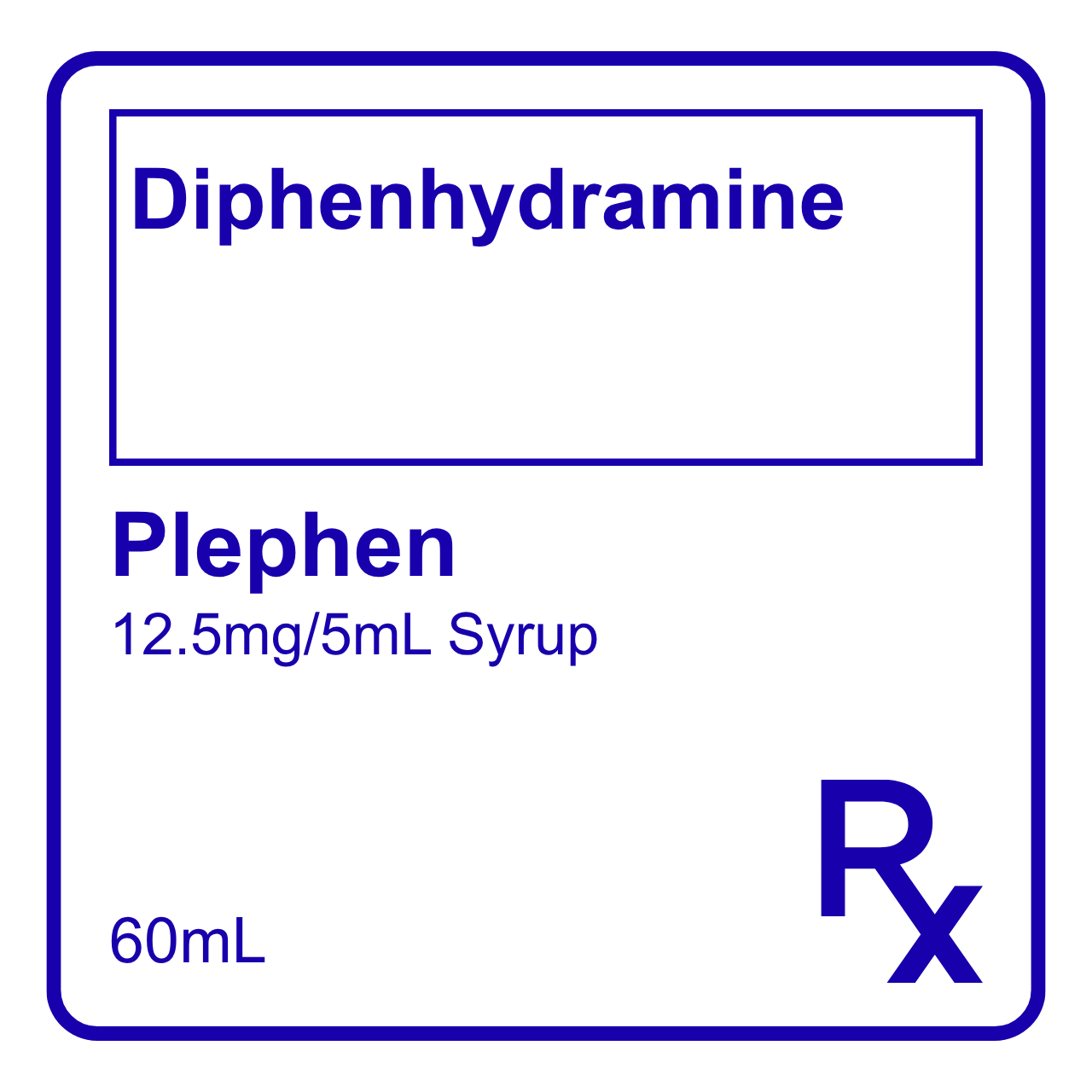 GE014560 PLEPHEN DIPHENHYDRAMINE SYRUP 12.5MG/5ML - 60ML - Image 1