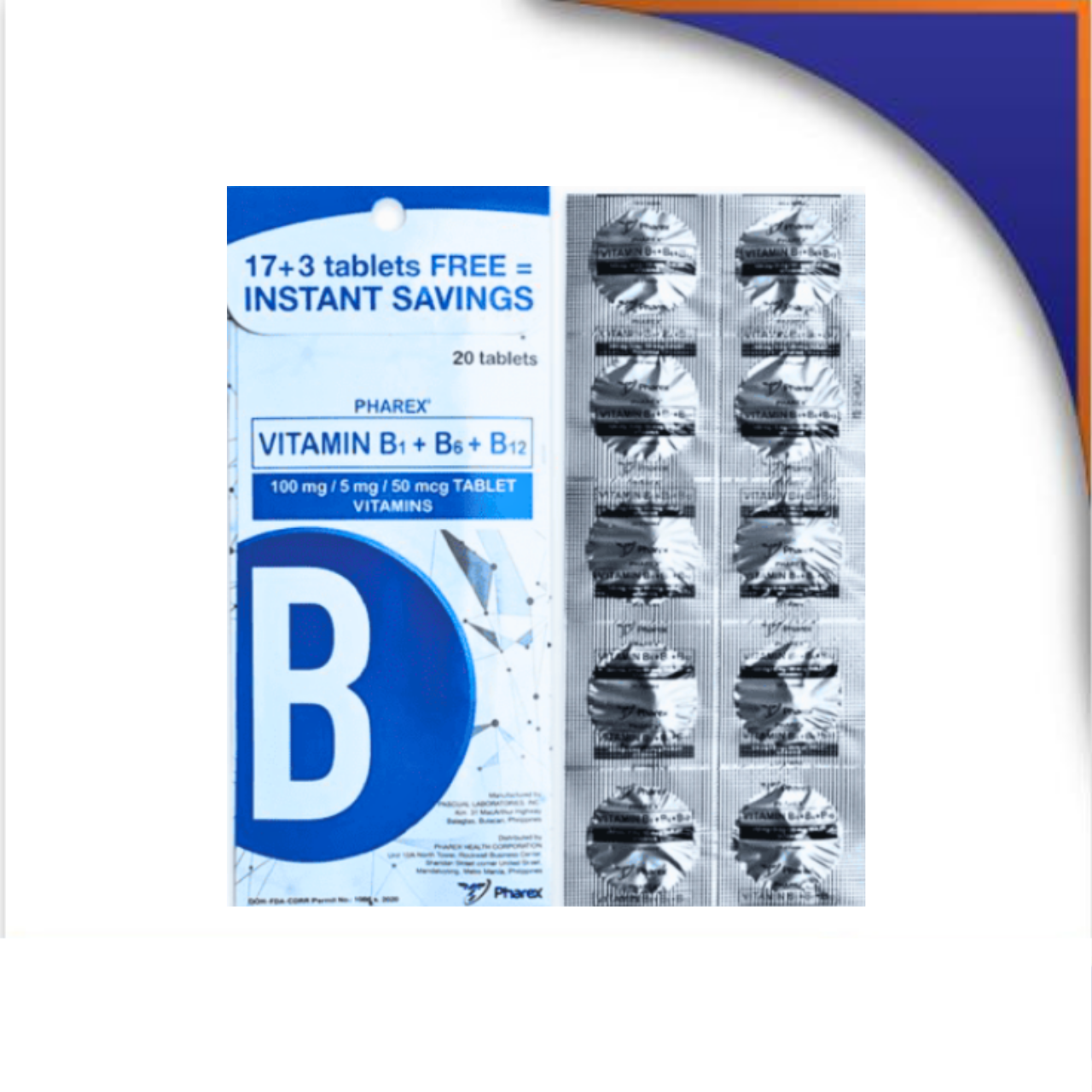GE015129 PHAREX VITAMIN B1+B6+B12 TABLET PROMO PACK - Image 1
