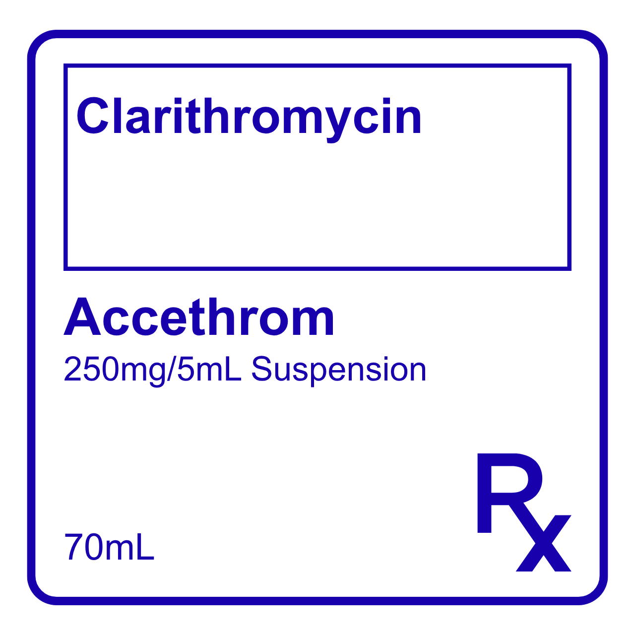 GE015209 ACCETHROM CLARITHROMYCIN SUSPENSION 250MG/5ML - 70ML - Image 1
