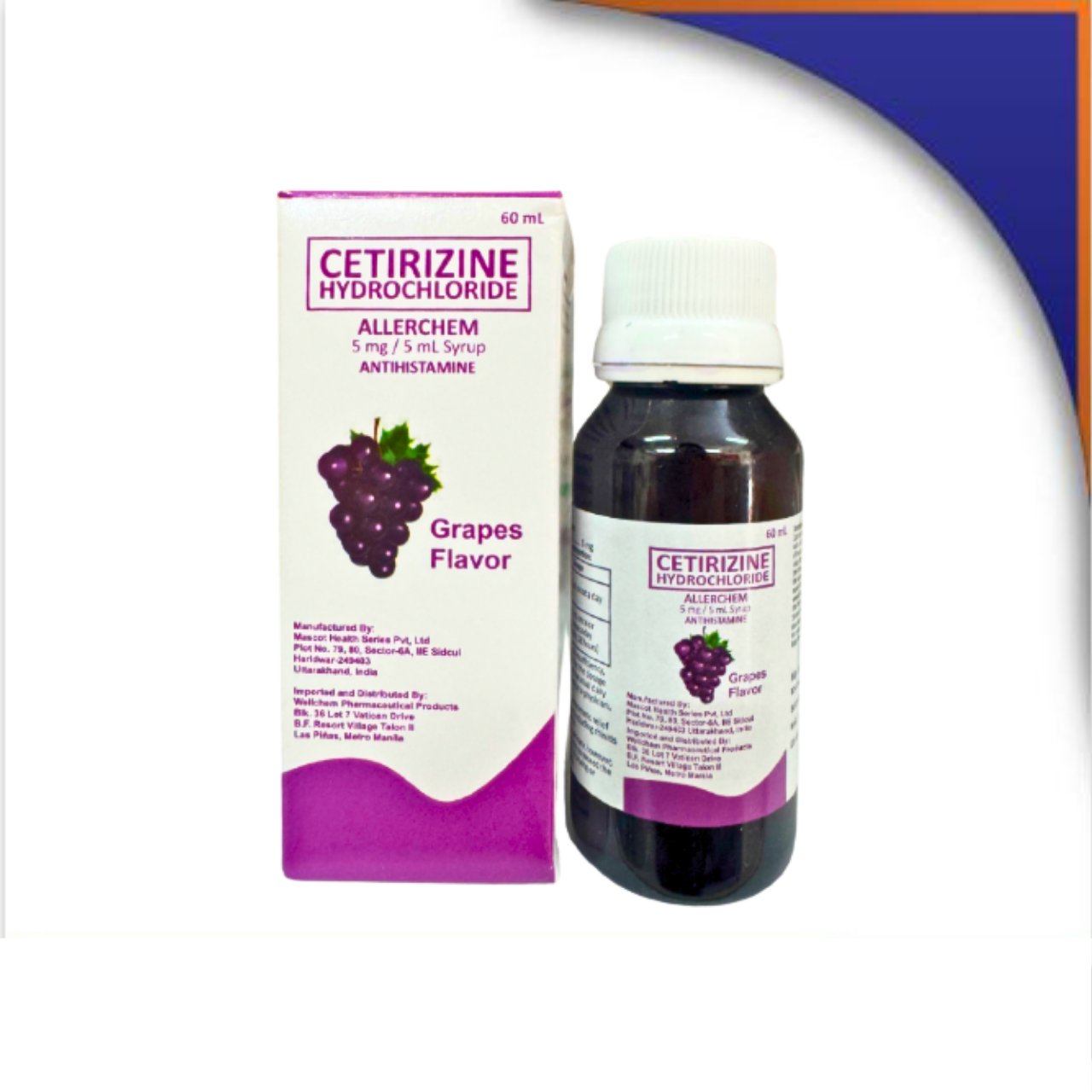 GE015315-1.png ALLERCHEM CETIRIZINE SYRUP 5MG/5ML - 60ML - Image 1