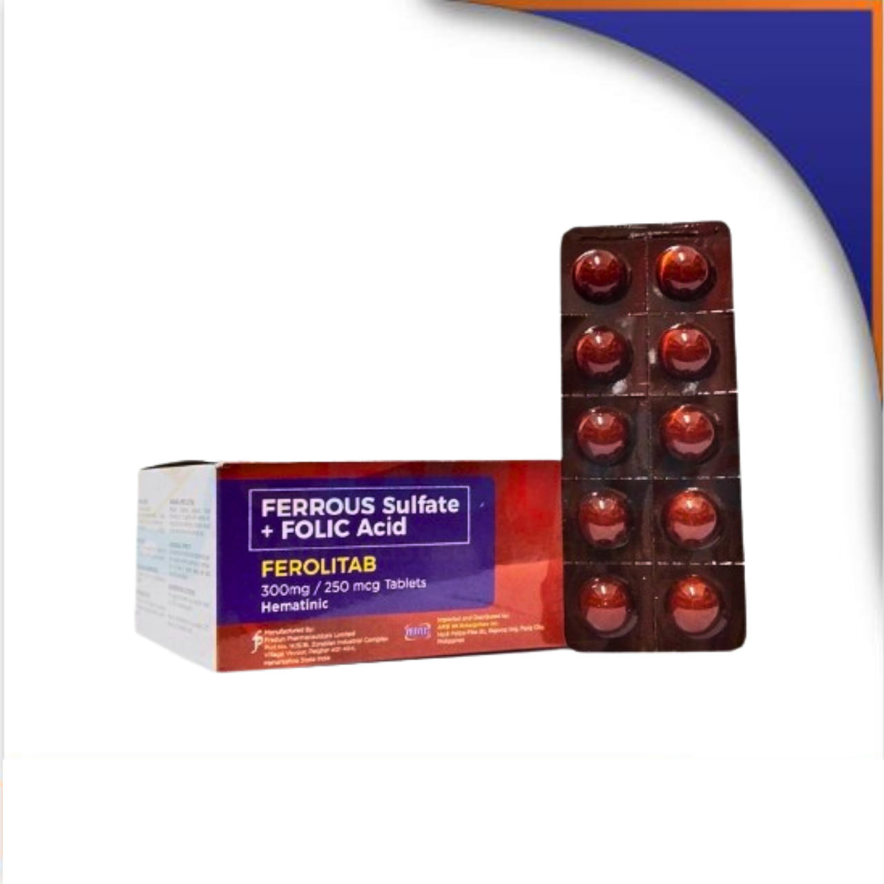 GE015781 FEROLITAB FERROUS SULFATE + FOLIC ACID 300MG/250MCG - Image 1