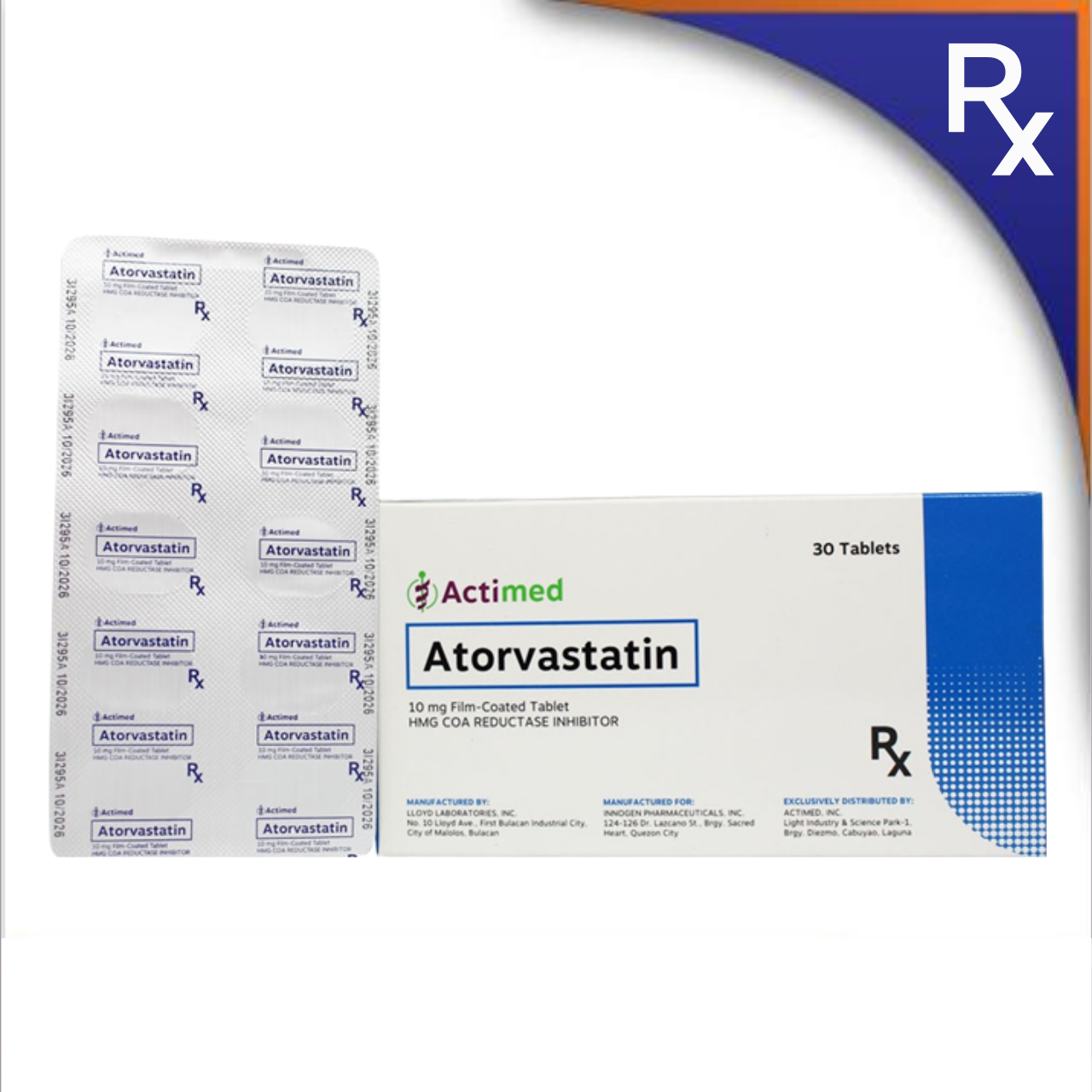 HB008272 ACTIMED ATORVASTATIN FC TABLET - 10MG - Image 1
