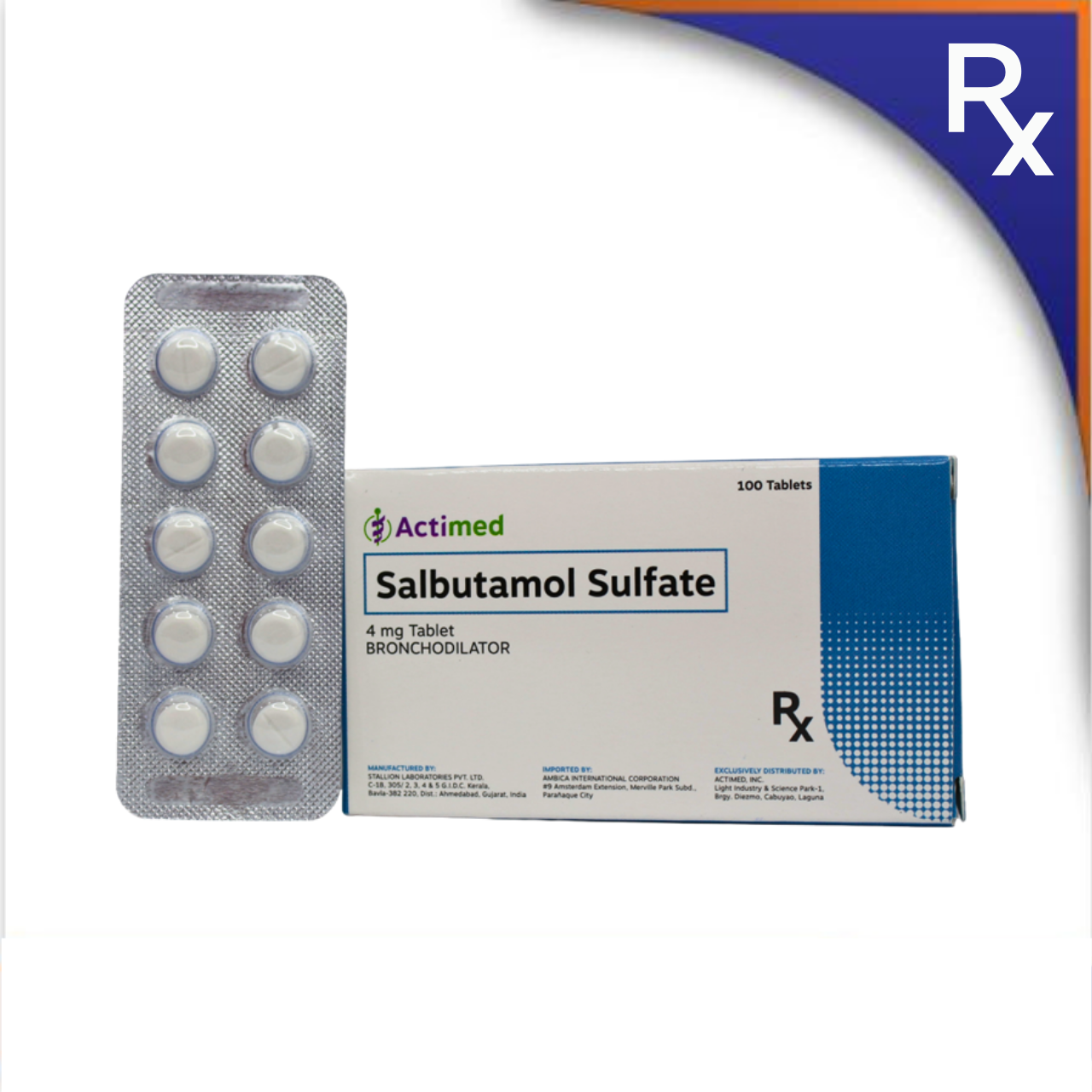 HB008439 ACTIMED SALBUTAMOL TABLET - 4MG - Image 1