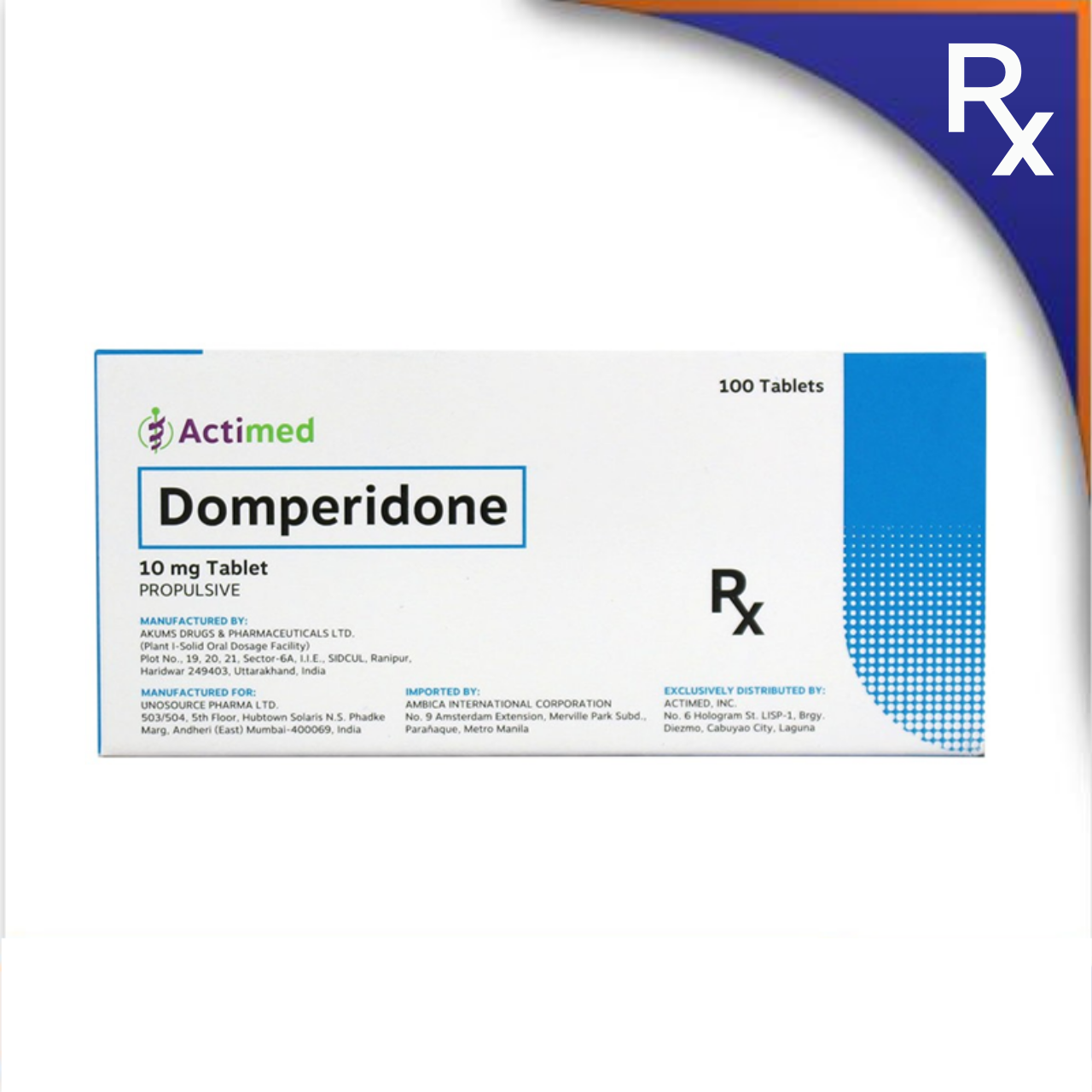 HB008447 ACTIMED DOMPERIDONE TABLET - 10MG - Image 1