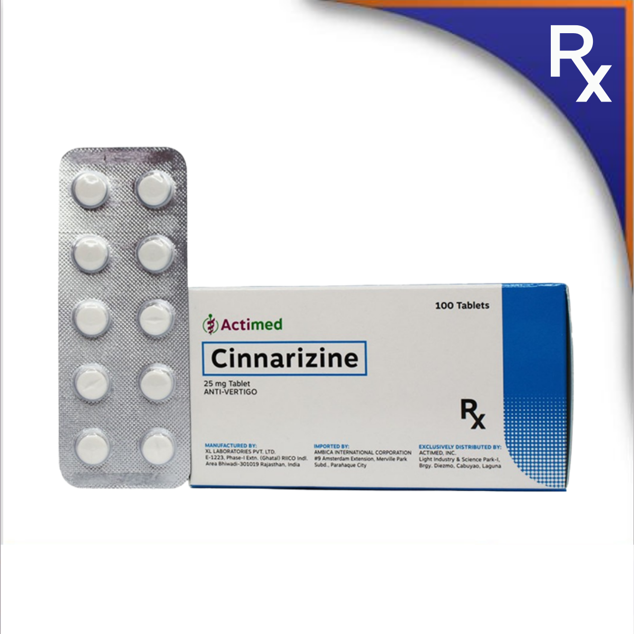 HB008822 ACTIMED CINNARIZINE TABLET - 25MG - Image 1