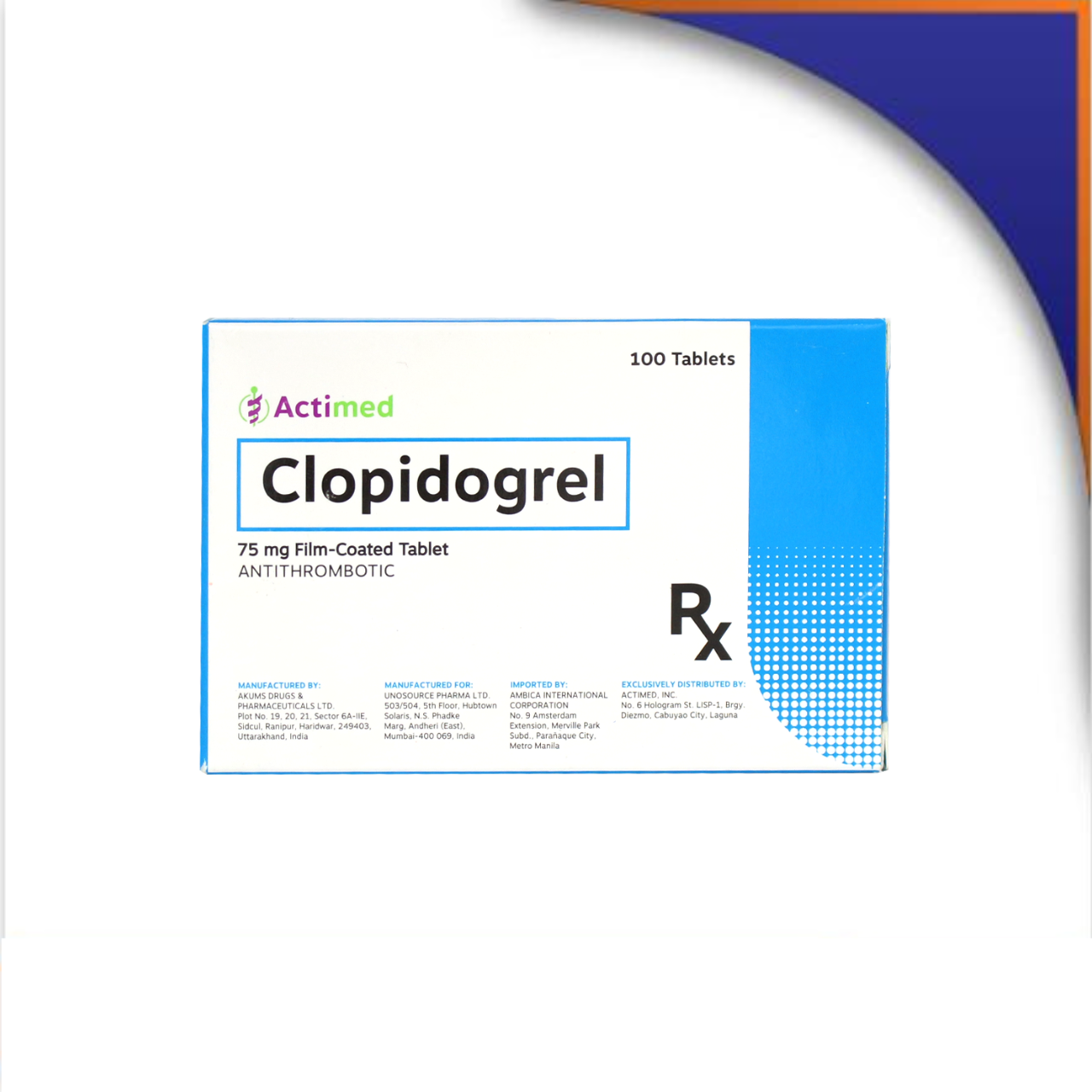 HB006486 ACTIMED CLOPIDOGREL FC TABLET - 75MG - Image 1
