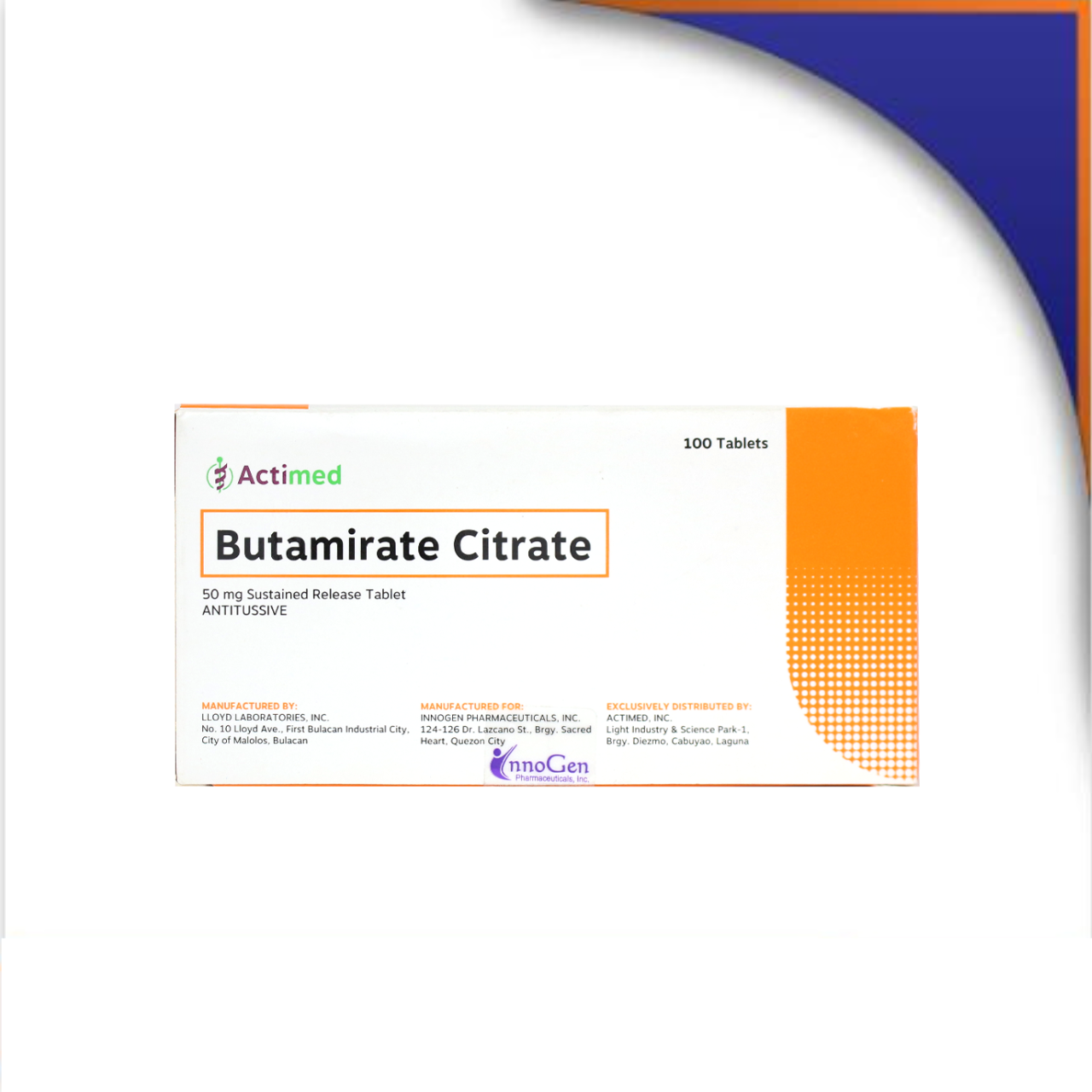 HB007017 ACTIMED BUTAMIRATE CITRATE SUSTAINED-RELEASE TABLET - 50MG - Image 1