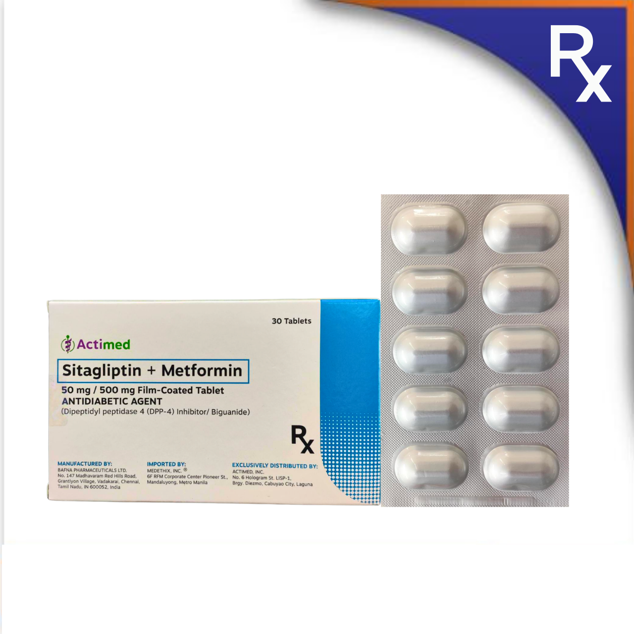 HB015860 ACTIMED SITAGLIPTIN + METFORMIN HCL FC TABLET 50MG/500MG (MED) - Image 1